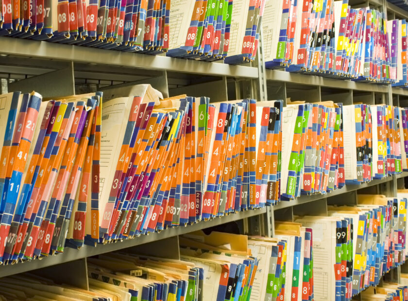 Rows of Colorful Medical Records – Patient Charts