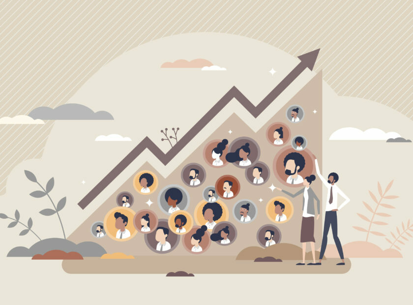 Community growth and social labor count increase graph tiny pers